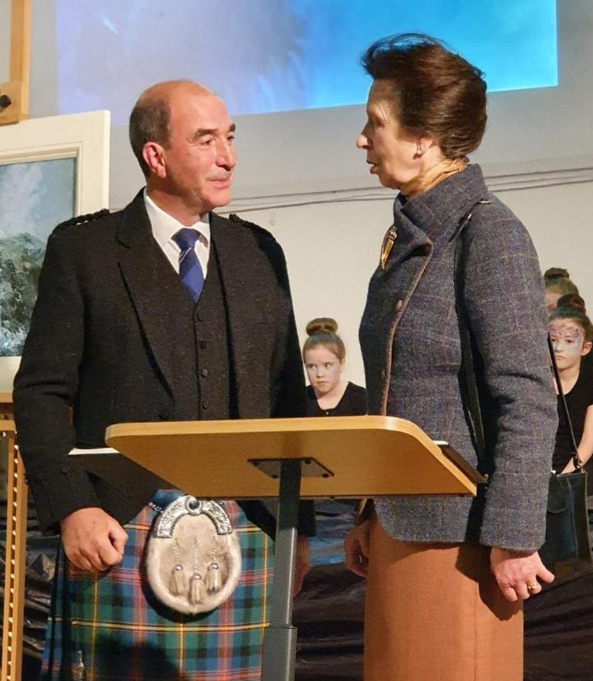 Photo of photos/Kenneth John MacLennan MBE of Callanish w Princess Anne 2020